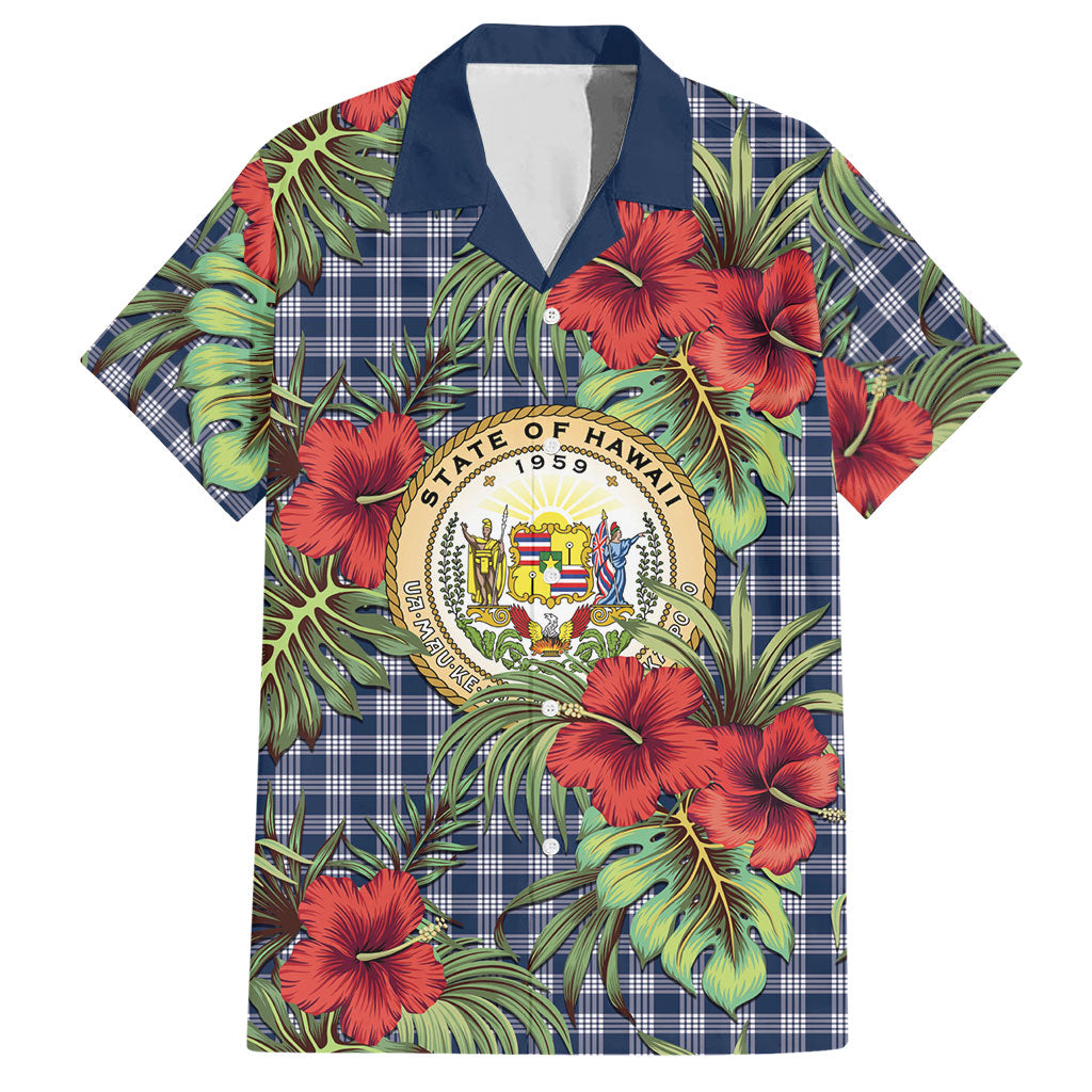 Vintage Hawaii Hibiscus Palaka Hawaiian Shirt Navy Color