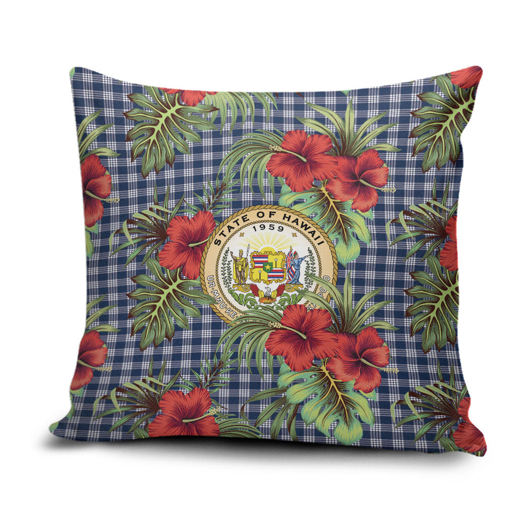 Vintage Hawaii Hibiscus Palaka Pillow Cover Navy Color