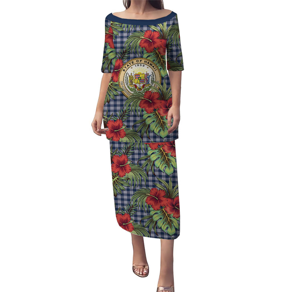 Vintage Hawaii Hibiscus Palaka Puletasi Navy Color