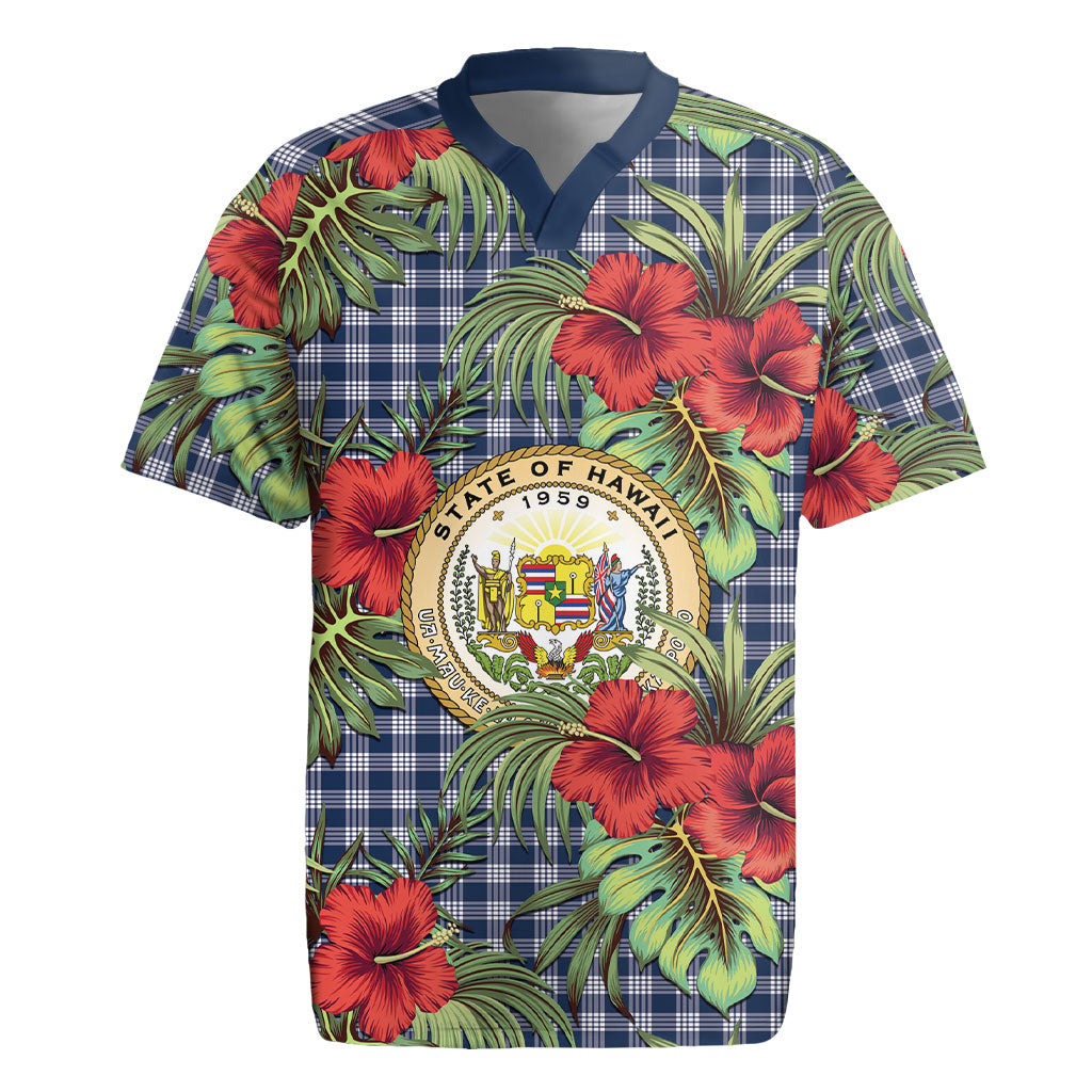Vintage Hawaii Hibiscus Palaka Rugby Jersey Navy Color