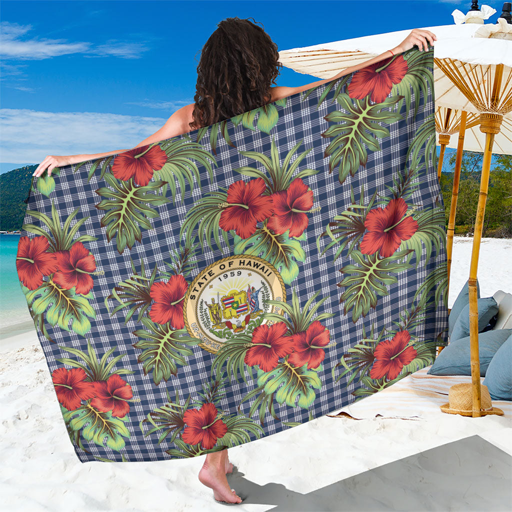 Vintage Hawaii Hibiscus Palaka Sarong Navy Color