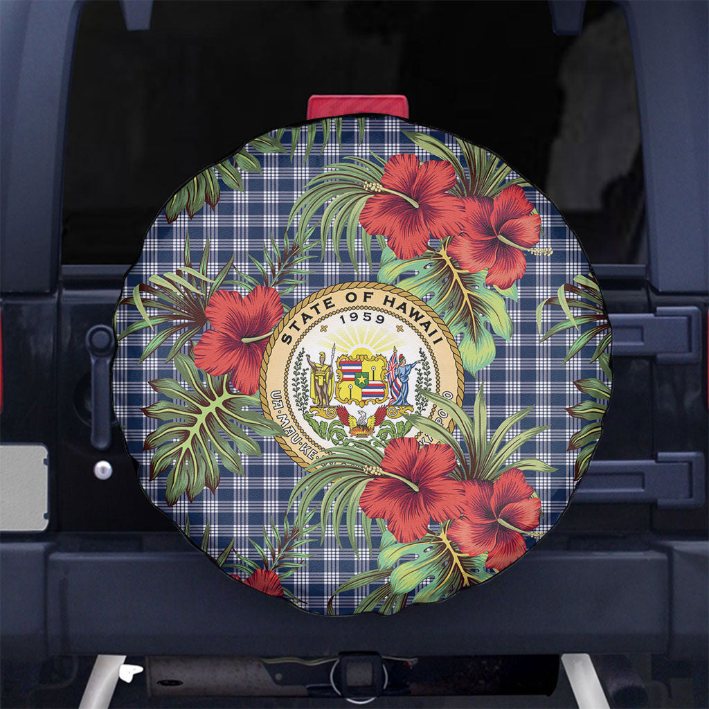 Vintage Hawaii Hibiscus Palaka Spare Tire Cover Navy Color