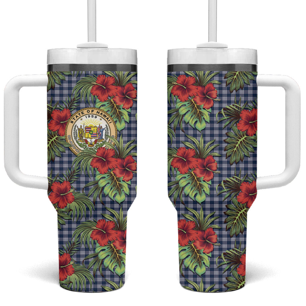 Vintage Hawaii Hibiscus Palaka Tumbler With Handle Navy Color