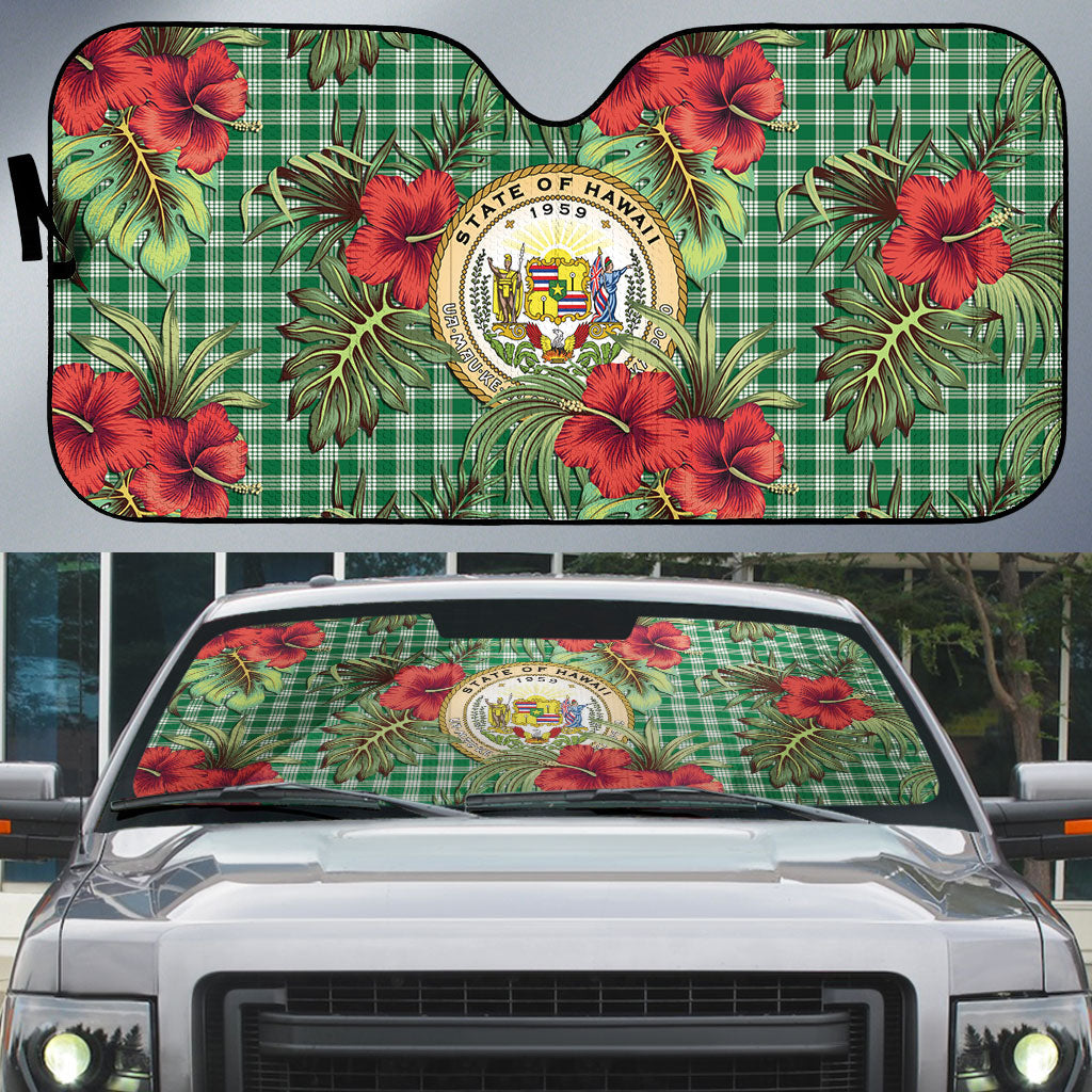 Vintage Hawaii Hibiscus Palaka Auto Sun Shade Green Color