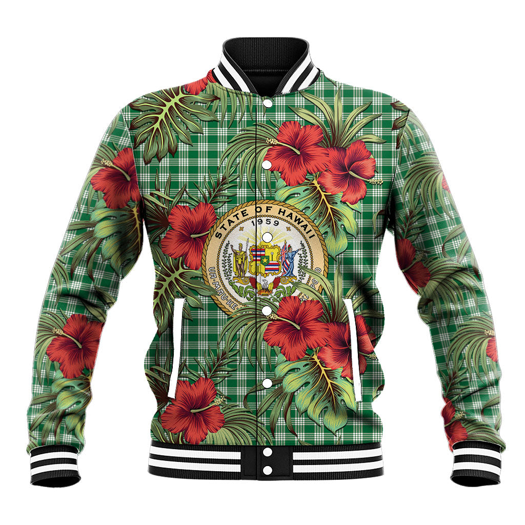 Vintage Hawaii Hibiscus Palaka Baseball Jacket Green Color