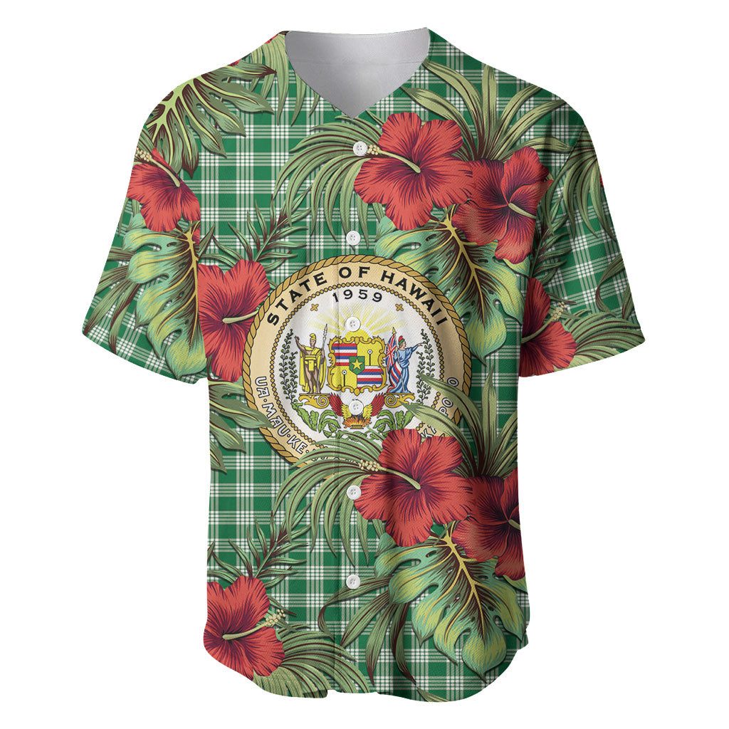 Vintage Hawaii Hibiscus Palaka Baseball Jersey Green Color