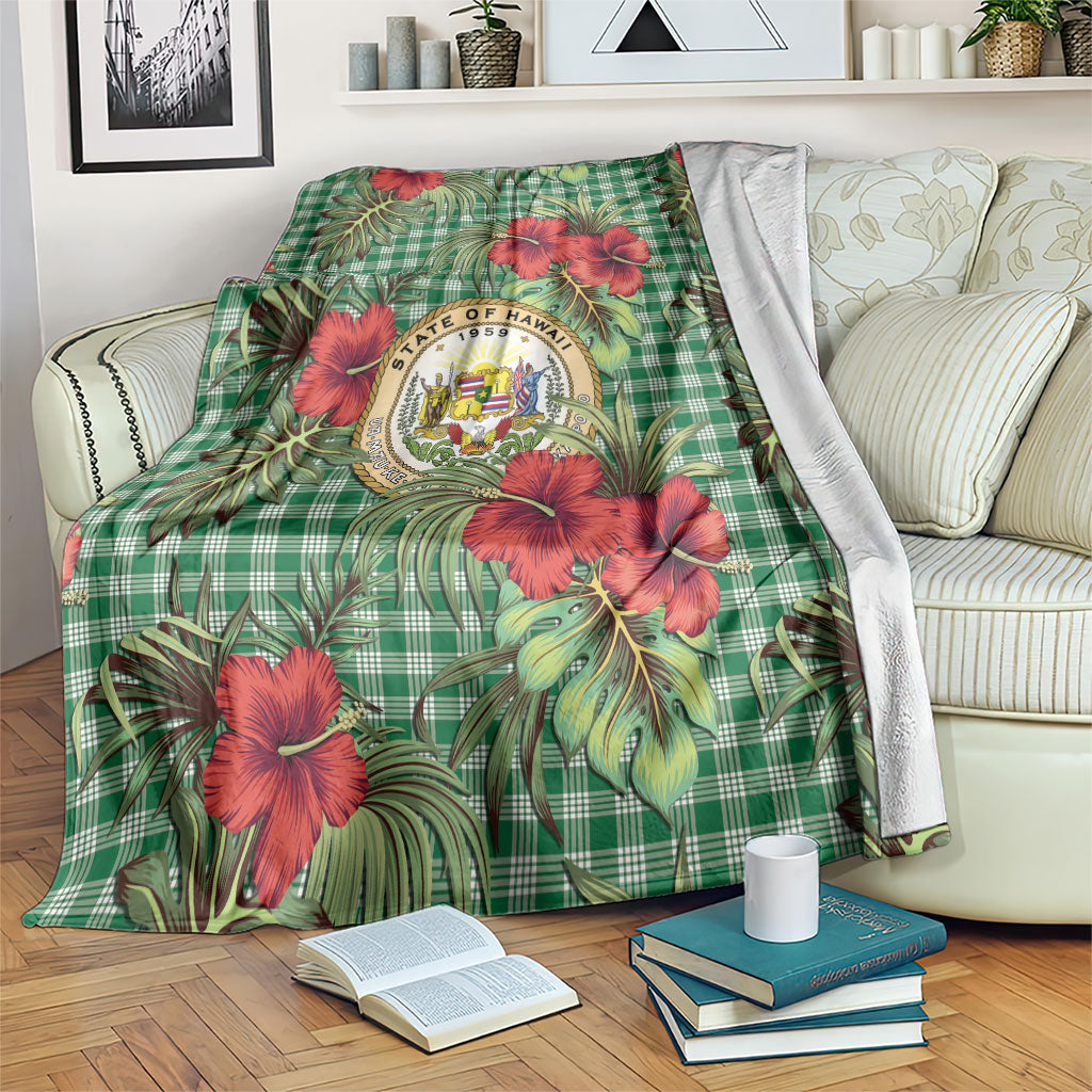 Vintage Hawaii Hibiscus Palaka Blanket Green Color