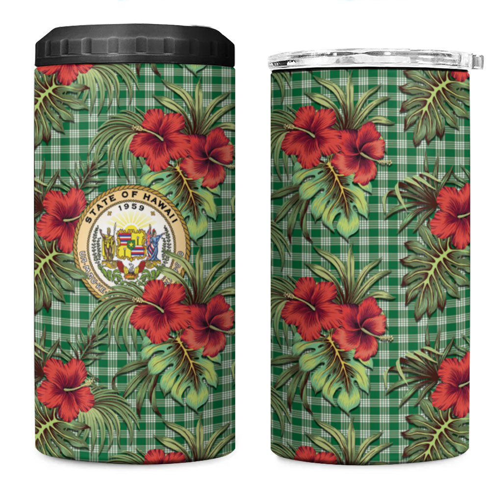 Vintage Hawaii Hibiscus Palaka 4 in 1 Can Cooler Tumbler Green Color