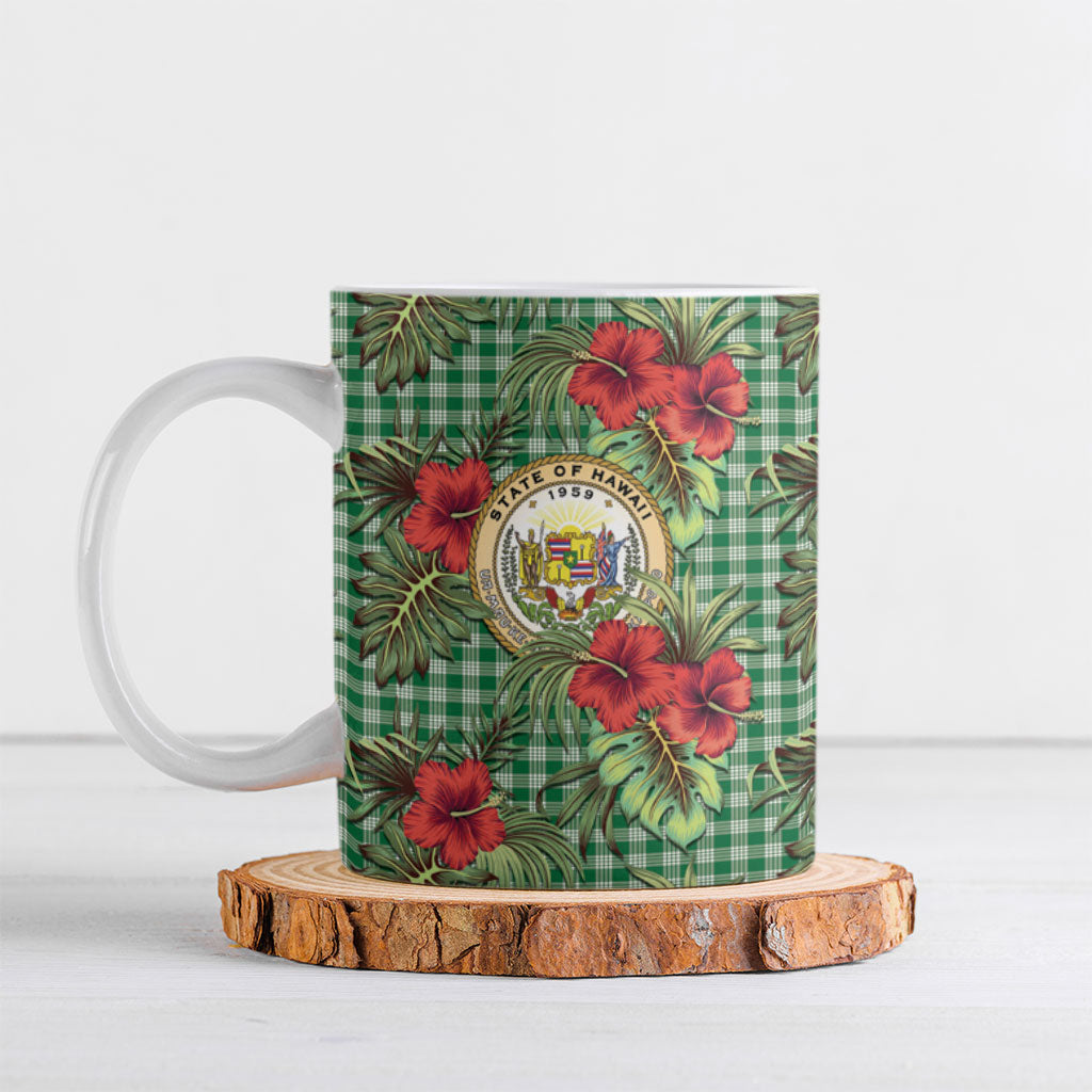Vintage Hawaii Hibiscus Palaka Ceramic Mug Green Color
