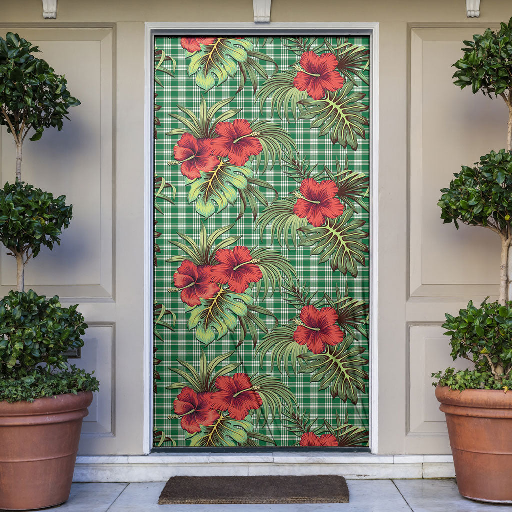 Vintage Hawaii Hibiscus Palaka Door Cover Green Color