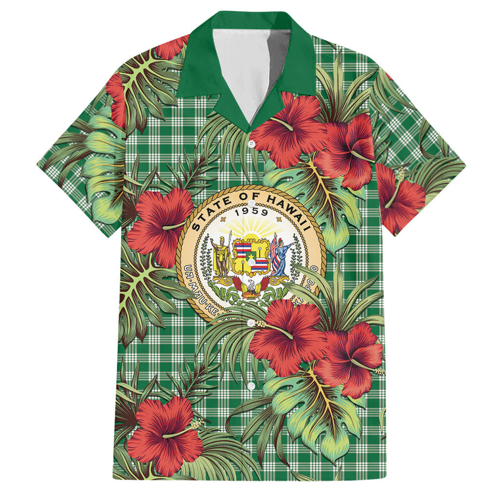 Vintage Hawaii Hibiscus Palaka Hawaiian Shirt Green Color