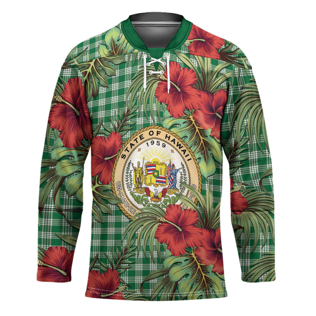 Vintage Hawaii Hibiscus Palaka Hockey Jersey Green Color