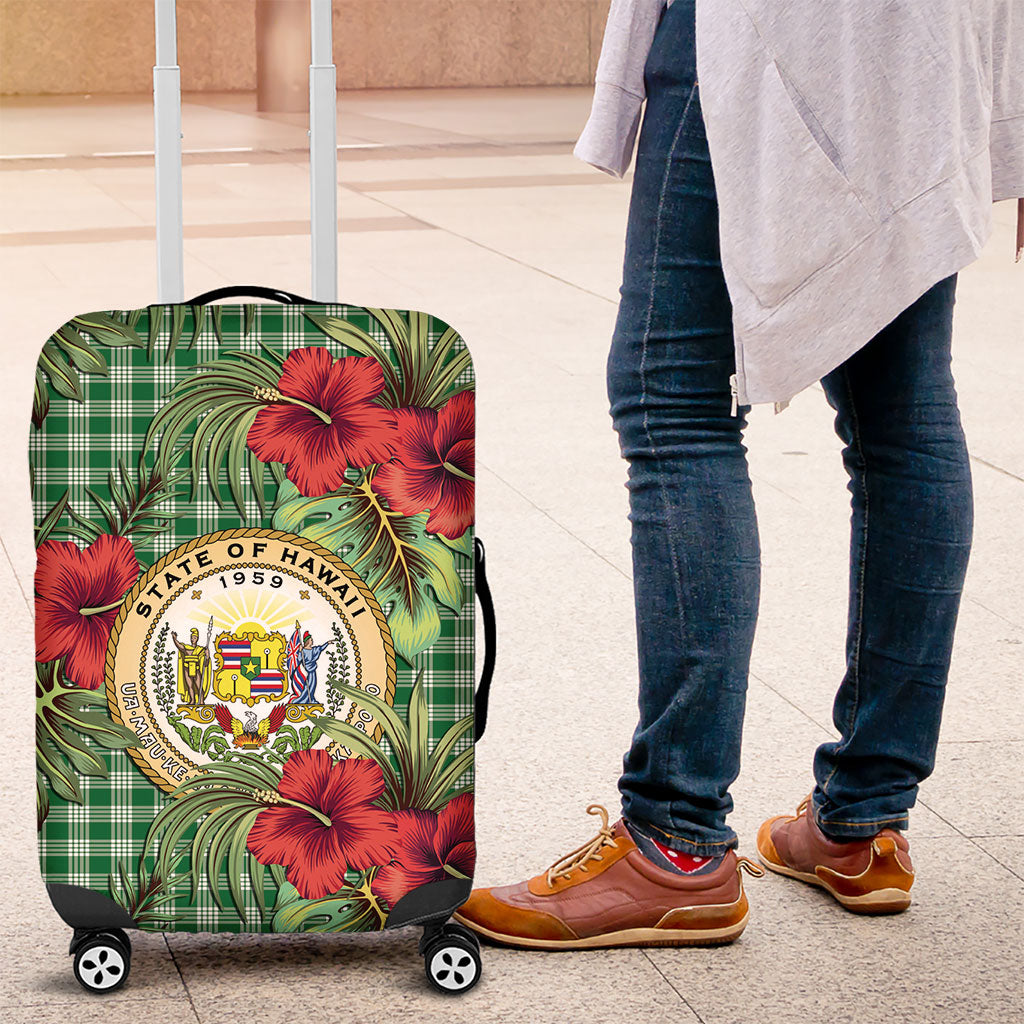 Vintage Hawaii Hibiscus Palaka Luggage Cover Green Color