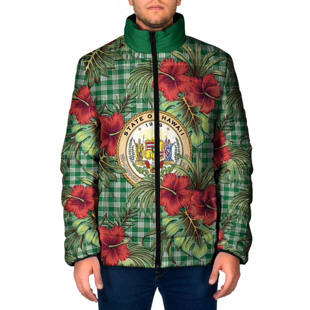Vintage Hawaii Hibiscus Palaka Padded Jacket Green Color