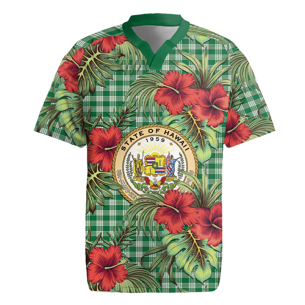 Vintage Hawaii Hibiscus Palaka Rugby Jersey Green Color