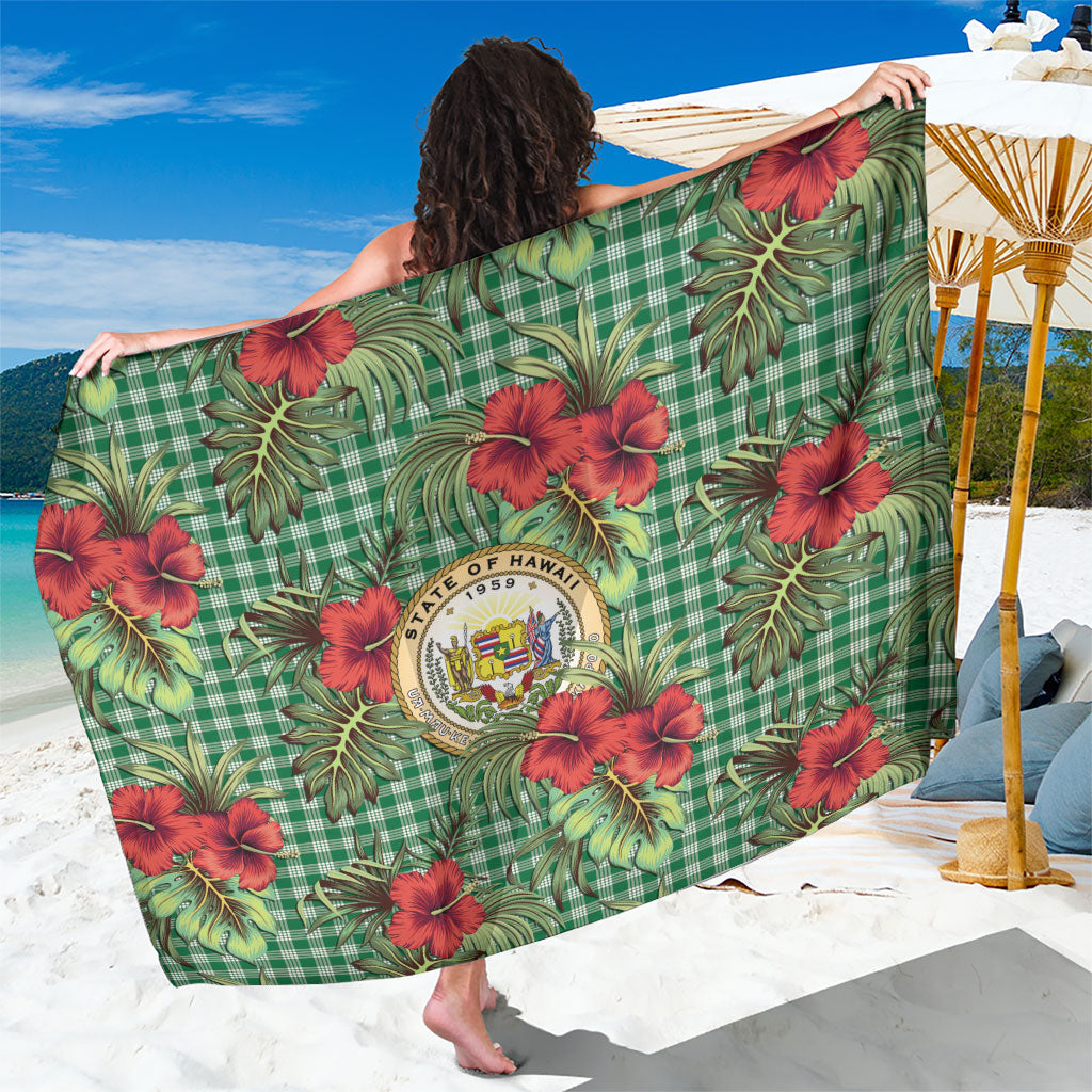 Vintage Hawaii Hibiscus Palaka Sarong Green Color