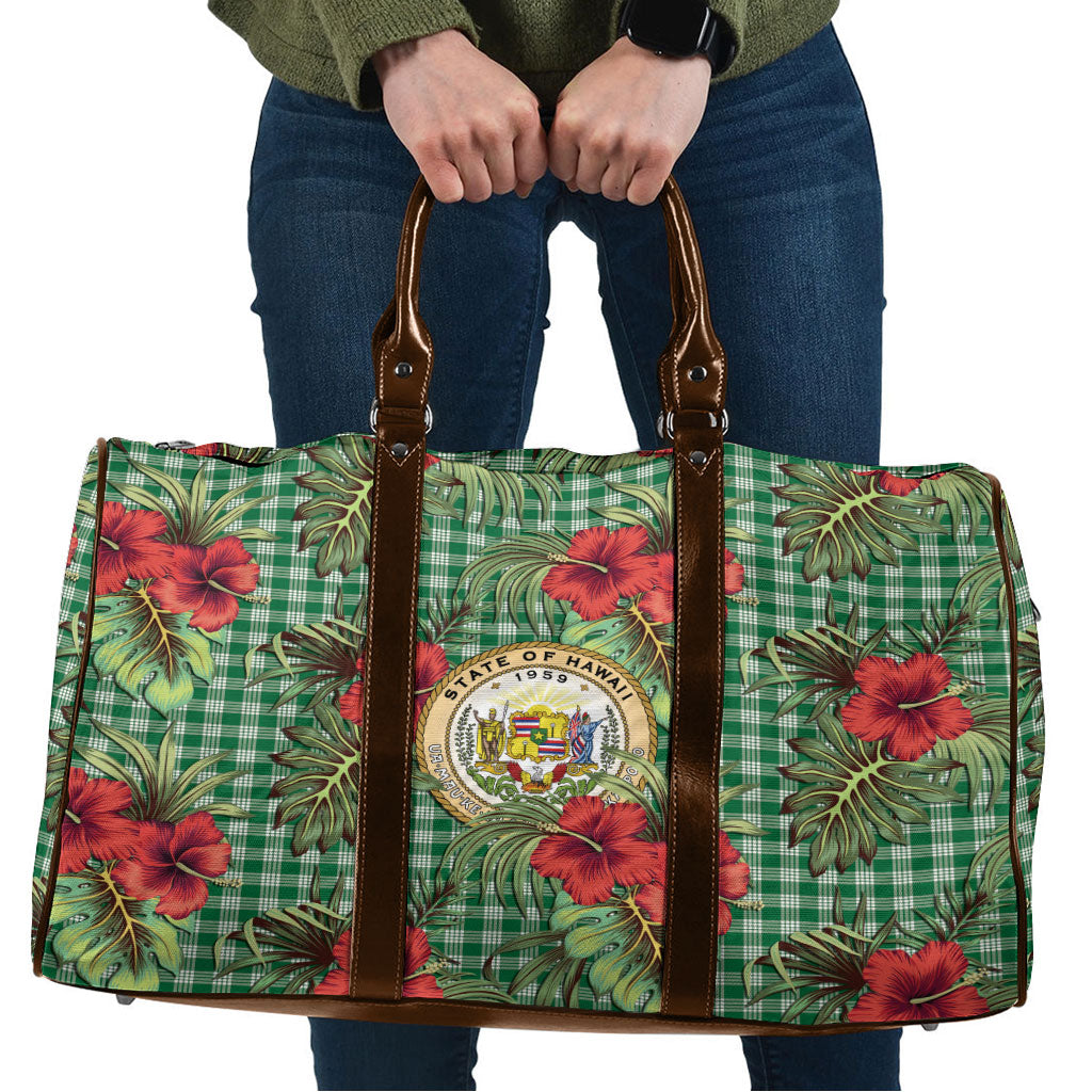 Vintage Hawaii Hibiscus Palaka Travel Bag Green Color