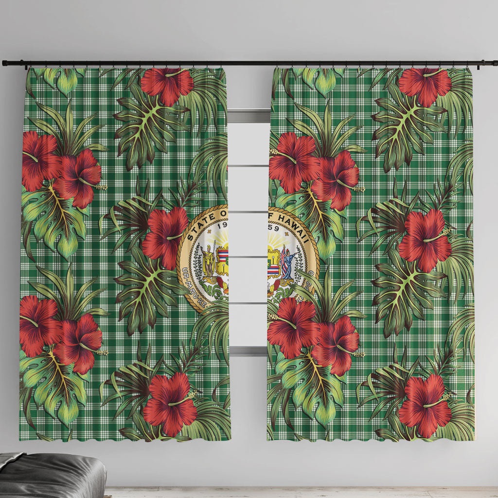 Vintage Hawaii Hibiscus Palaka Window Curtain Green Color