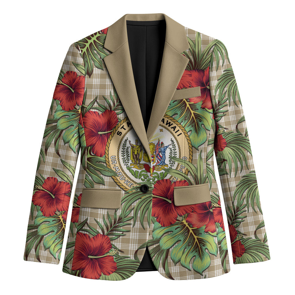Vintage Hawaii Hibiscus Palaka Blazer Khaki Color