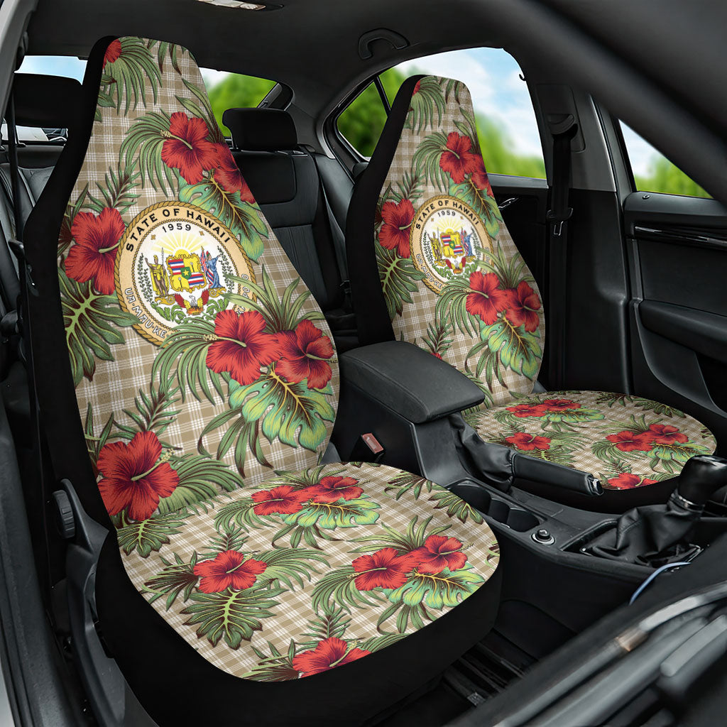 Vintage Hawaii Hibiscus Palaka Car Seat Cover Khaki Color