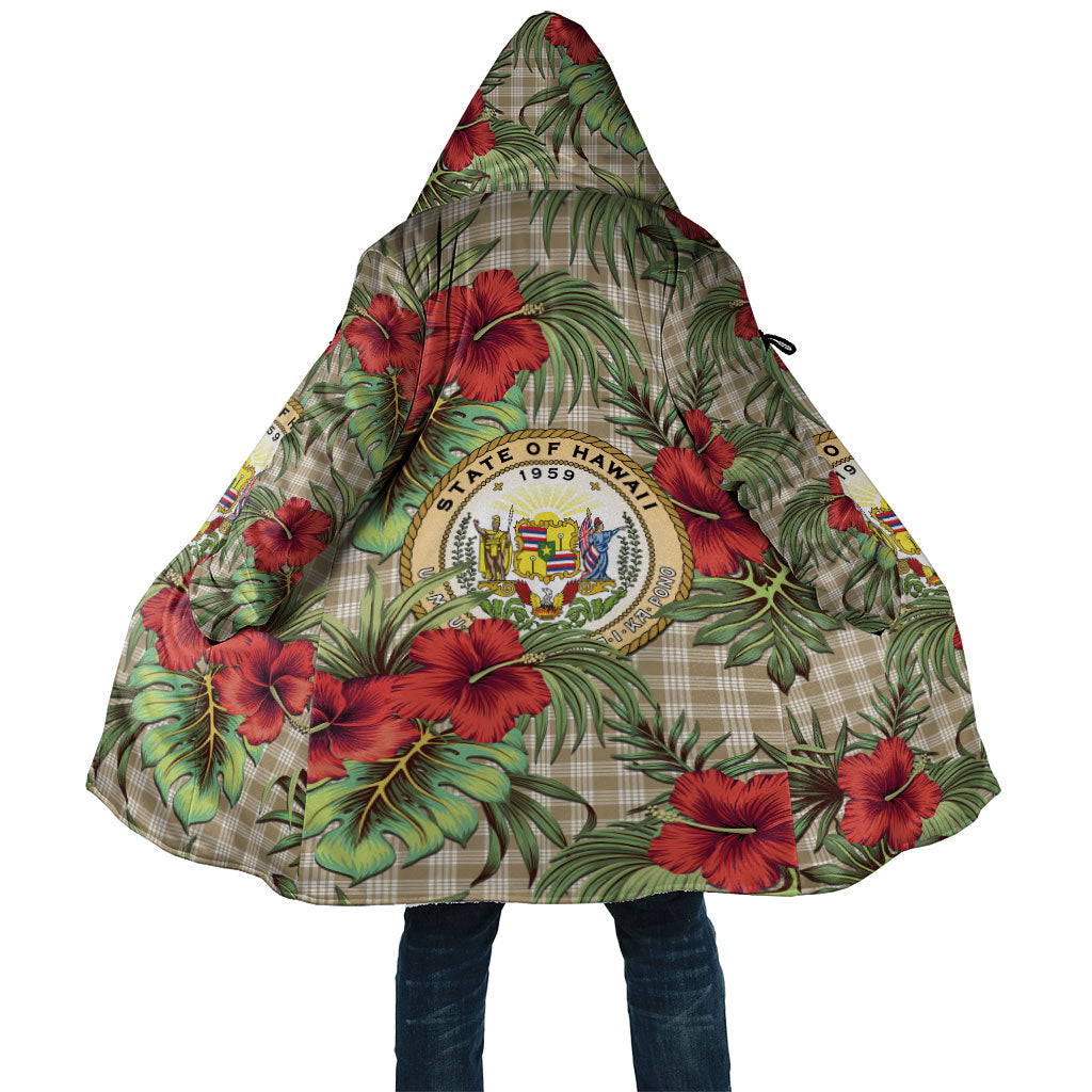 Vintage Hawaii Hibiscus Palaka Cloak Khaki Color