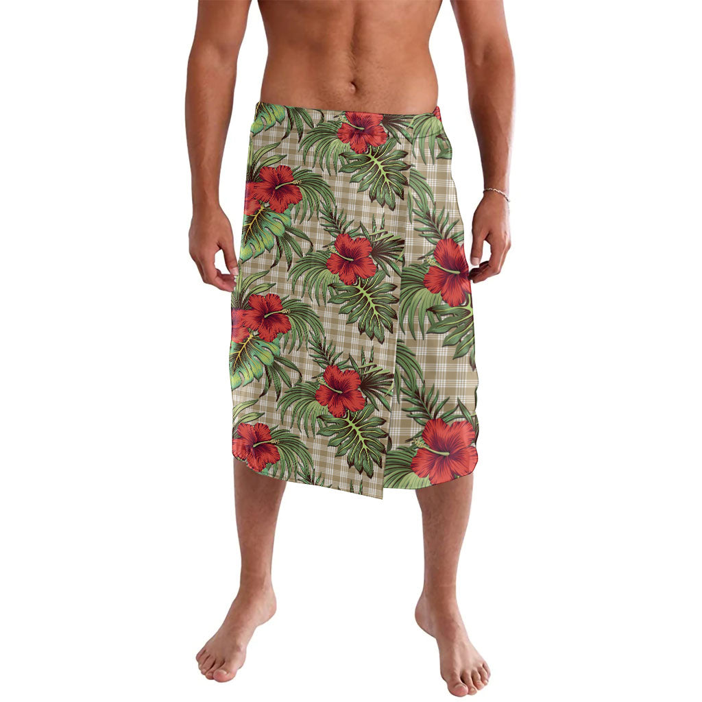 Vintage Hawaii Hibiscus Palaka Lavalava Khaki Color