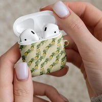 Hawaiian Pikake Maile Lei AirPods Case Tiare Hibiscus Kalo Palapalai Leaf Beige