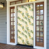 Hawaiian Pikake Maile Lei Door Cover Tiare Hibiscus Kalo Palapalai Leaf Beige