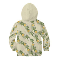 Hawaiian Pikake Maile Lei Kid Hoodie Tiare Hibiscus Kalo Palapalai Leaf Beige