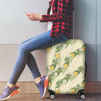 Hawaiian Pikake Maile Lei Luggage Cover Tiare Hibiscus Kalo Palapalai Leaf Beige LT19 - Polynesian Pride