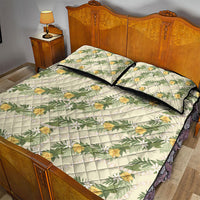 Hawaiian Pikake Maile Lei Quilt Bed Set Tiare Hibiscus Kalo Palapalai Leaf Beige LT19 - Polynesian Pride