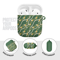 Hawaiian Pikake Maile Lei AirPods Case Tiare Hibiscus Kalo Palapalai Leaf Green