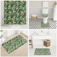 Hawaiian Pikake Maile Lei Bathroom Set Tiare Hibiscus Kalo Palapalai Leaf Green
