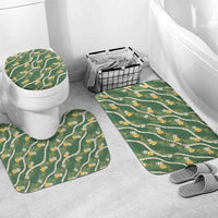Hawaiian Pikake Maile Lei Bathroom Set Tiare Hibiscus Kalo Palapalai Leaf Green