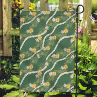 Hawaiian Pikake Maile Lei Garden Flag Tiare Hibiscus Kalo Palapalai Leaf Green