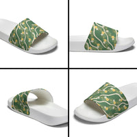 Hawaiian Pikake Maile Lei Slide Sandals Tiare Hibiscus Kalo Palapalai Leaf Green LT19 - Polynesian Pride