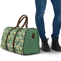 Hawaiian Pikake Maile Lei Travel Bag Tiare Hibiscus Kalo Palapalai Leaf Green