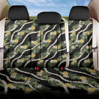 Hawaiian Pikake Maile Lei Back Car Seat Cover Tiare Hibiscus Kalo Palapalai Leaf Black