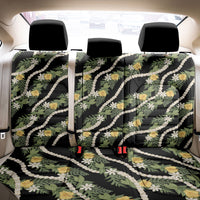 Hawaiian Pikake Maile Lei Back Car Seat Cover Tiare Hibiscus Kalo Palapalai Leaf Black
