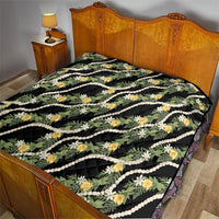 Hawaiian Pikake Maile Lei Quilt Tiare Hibiscus Kalo Palapalai Leaf Black LT19 - Polynesian Pride