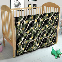 Hawaiian Pikake Maile Lei Quilt Tiare Hibiscus Kalo Palapalai Leaf Black LT19 - Polynesian Pride