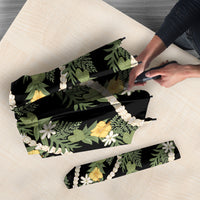 Hawaiian Pikake Maile Lei Umbrella Tiare Hibiscus Kalo Palapalai Leaf Black LT19 - Polynesian Pride