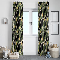 Hawaiian Pikake Maile Lei Window Curtain Tiare Hibiscus Kalo Palapalai Leaf Black LT19 - Polynesian Pride