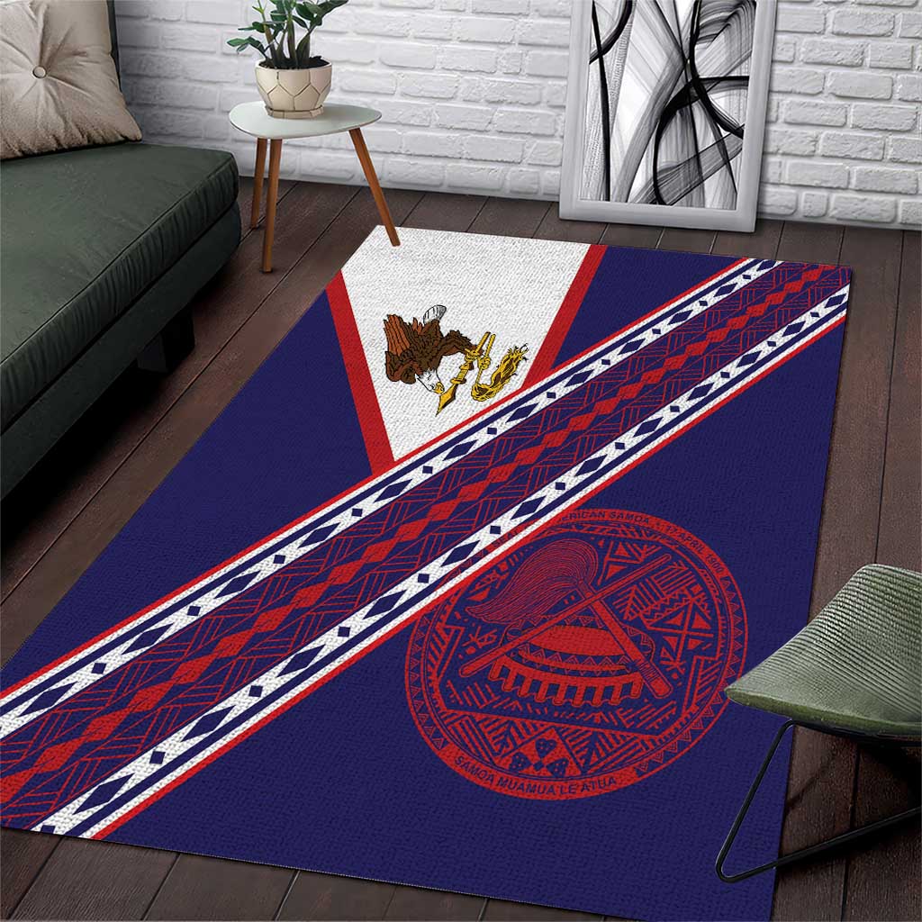 American Samoa Flag Day Area Rug Polynesian Tribal Tattoo Eagle Art LT19 Navy - Polynesian Pride