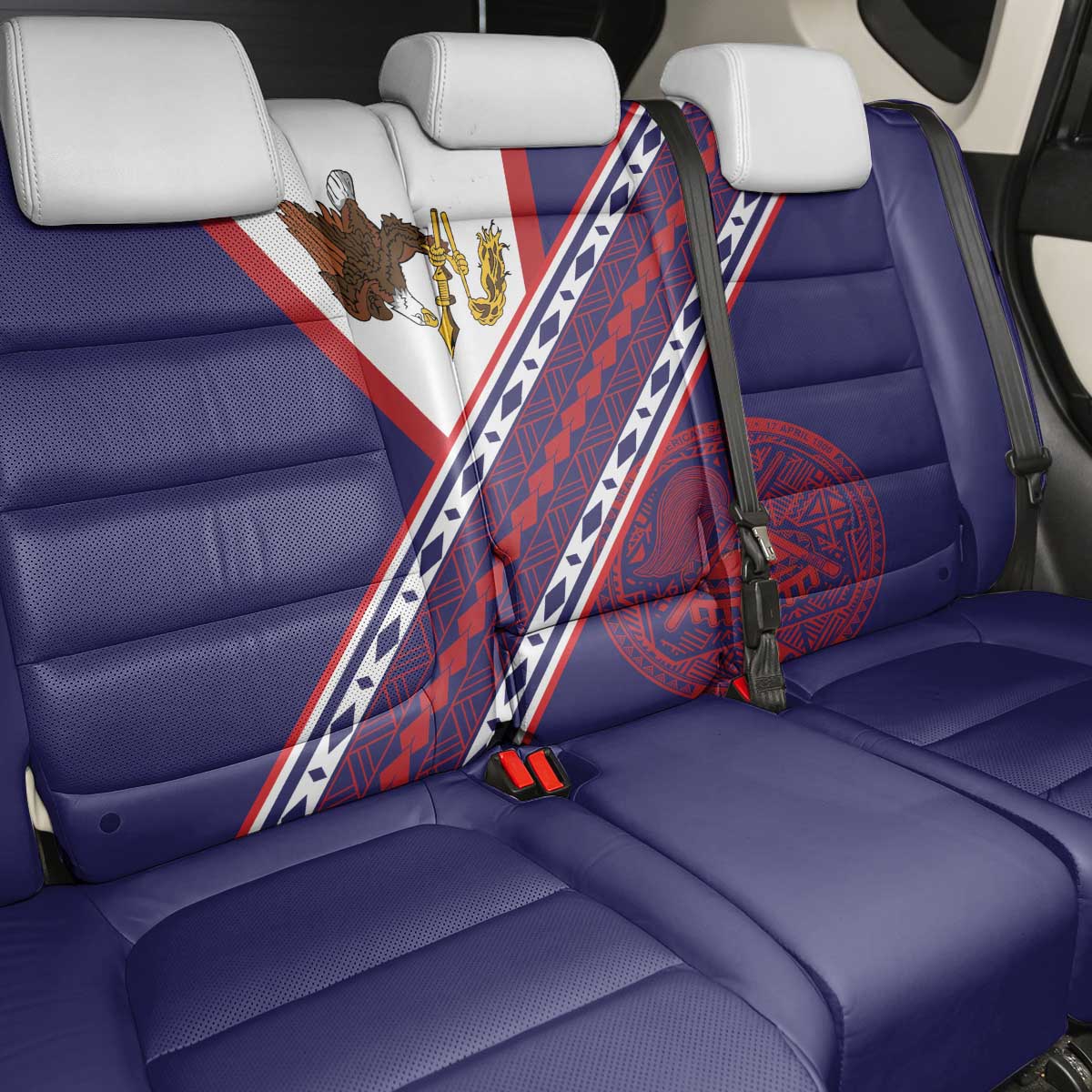 American Samoa Flag Day Back Car Seat Cover Polynesian Tribal Tattoo Eagle Art LT19 - Polynesian Pride