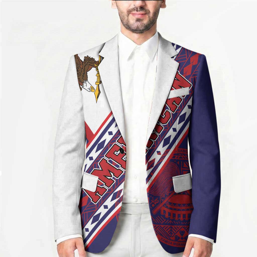 American Samoa Flag Day Blazer Polynesian Tribal Tattoo Eagle Art LT19 - Polynesian Pride