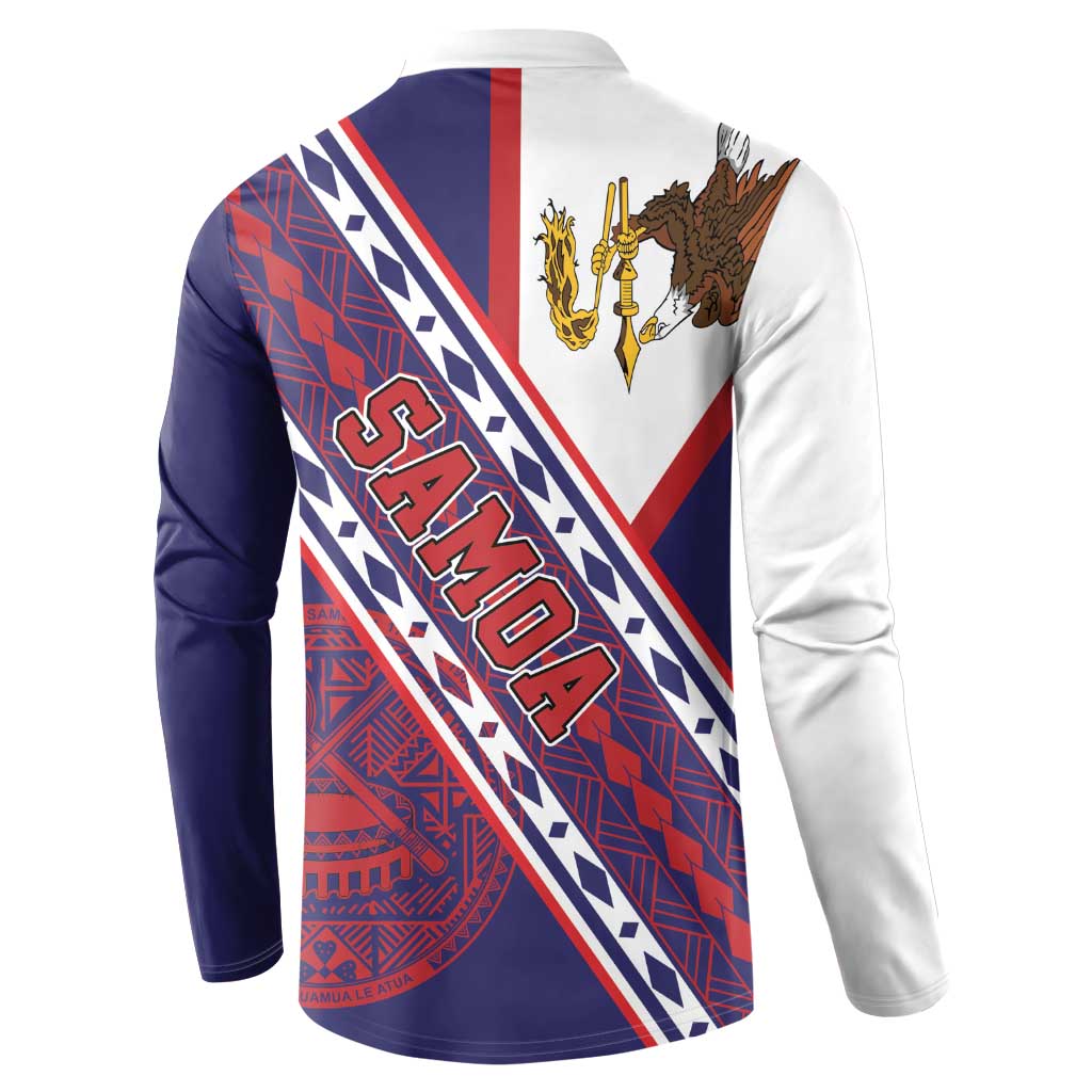 American Samoa Flag Day Button Sweatshirt Polynesian Tribal Tattoo Eagle Art LT19 - Polynesian Pride