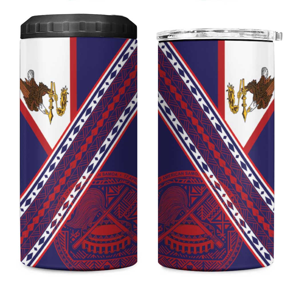 American Samoa Flag Day 4 in 1 Can Cooler Tumbler Polynesian Tribal Tattoo Eagle Art LT19 One Size: 16 oz Navy - Polynesian Pride