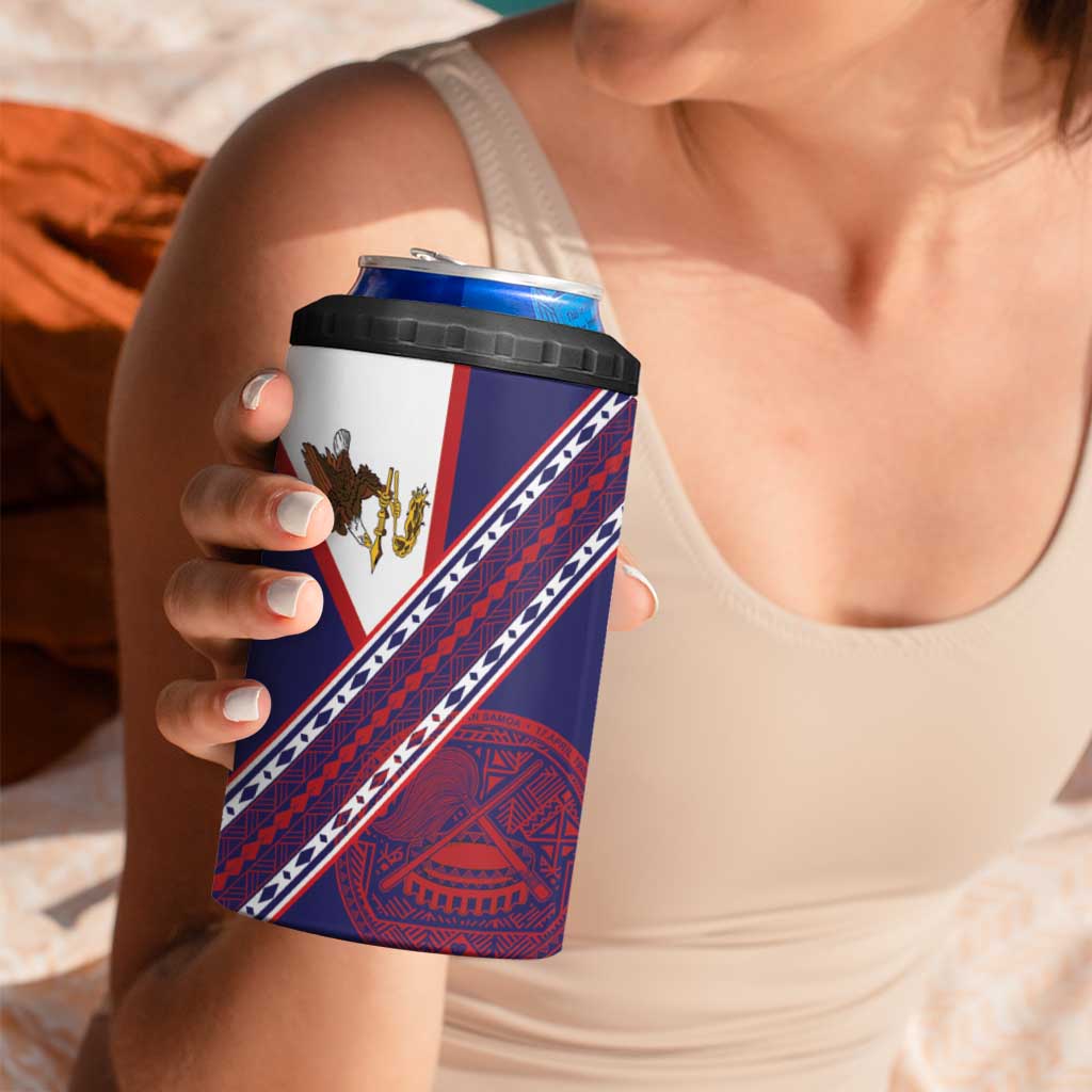 American Samoa Flag Day 4 in 1 Can Cooler Tumbler Polynesian Tribal Tattoo Eagle Art LT19 - Polynesian Pride