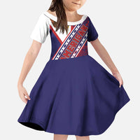 American Samoa Flag Day Family Matching Mermaid Dress and Hawaiian Shirt Polynesian Tribal Tattoo Eagle Art LT19 Daughter's Dress Navy - Polynesian Pride